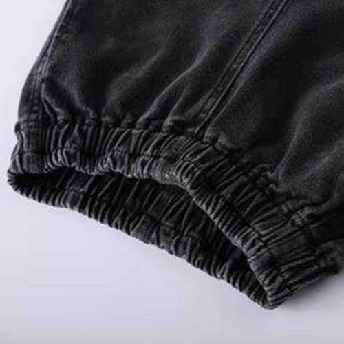 Boys Cargo Jeans Kids Elastic Waist Pull-On Jogger Denim Pants Casual Trousers with Pockets,3-10 Years4