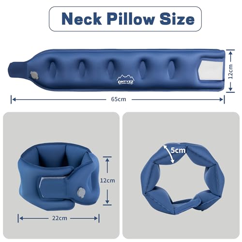 Almohada inflable de viaje 60 cm azul ajustable miniatura 2