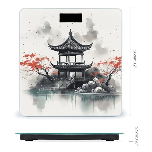 Báscula digital de baño con diseño artístico chino miniatura 2