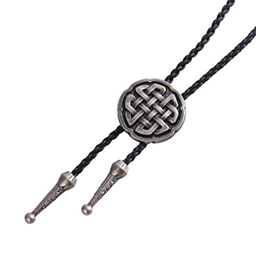 Image of Western Black Bolo Tie for Men and Women,Native American Leather Bolo Tie String