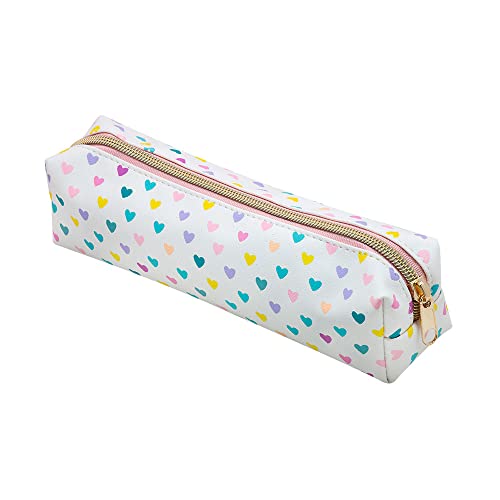 Estojo PU Pastel 1 Zíper Corações Coloridos, BRW, Modelo: ET0406, Cor: Multicolorido