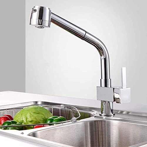 Robinet de cuisine en cuivre anti-éclaboussures à douchette rétractable