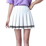 Falda plisada estilo cintura alta; chica de uniforme escolar de moda una falda, pieza simple y llamativa