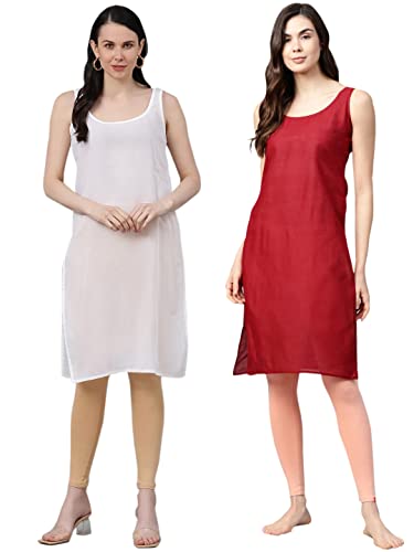 Image of Ada Womens Terivoile Cotton Suit Full Slip /Camisole (Pack of 2) A301831