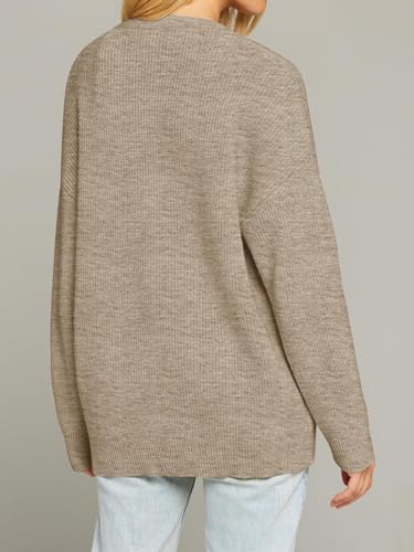 MEROKEETY Women's Cardigan Sweaters 2025 Fall Open Front Oversized Button V Neck Loose Soft Knit Outwear3