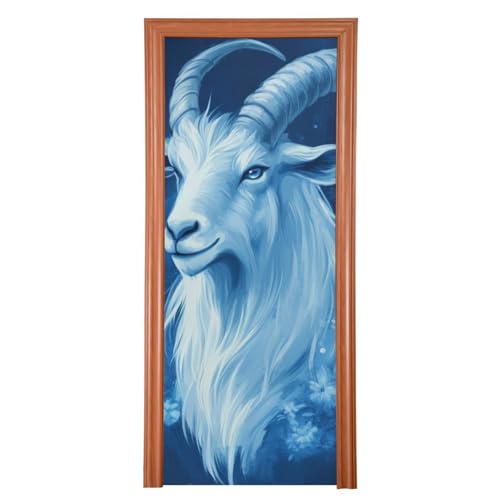 Vild get kungligt blått klassrum dörrskydd 91 x 248 cm sommar dörr banderoller veranda inomhus utomhus dekoration L