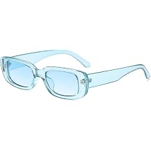 IKANOO Retro Rectangle Sunglasses for Women Men Small Square Frame Trendy Y2K 90s Black Sunglasses