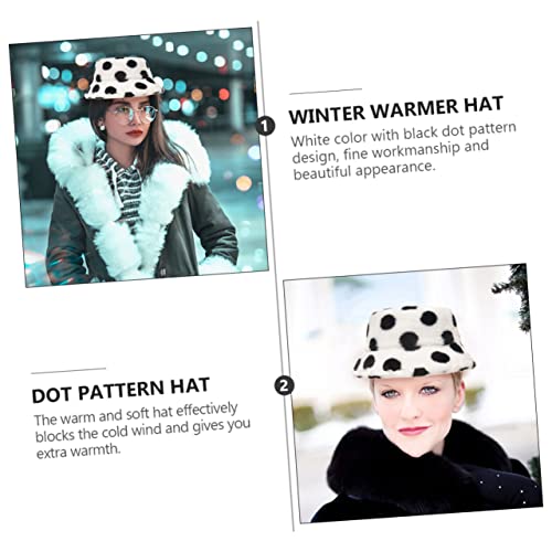 Chapeau de pêcheur peluche isolant accessoire chaud à pois - 6