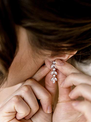 Sweetv Cubic Zirconia Wedding Earrings For Brides Bridesmaids, Elegant Marquise Bridal Dangling Earrings, Crystal Drop Earrings For Women Jewelry Gifts, Silver #TOP1