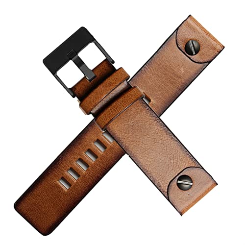 Bracelet de montre cuir 28mm marron rétro compatible avec Diesel DZ4323 DZ4318 DZ7413 sangle - 7