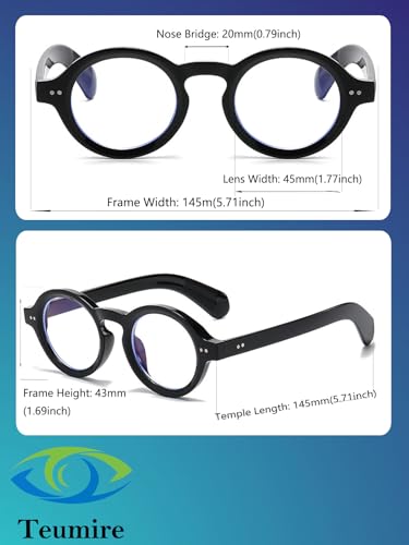 Image of Round Black Glasses for Men Women Thick Circle Blue Light Glasses Hippie Costume Eyewear