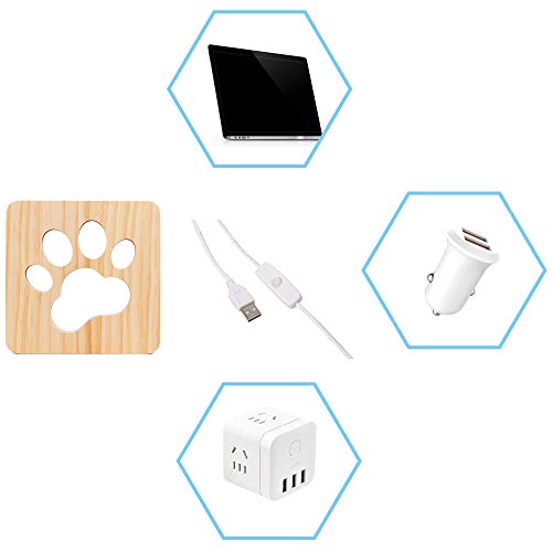 Hyindoor LED Nachtlicht Hund Pfote Holz Tischlampe 3D Kreativ Schreibtischlampe USB Power Light Schlafzimmer Dekoration für Kinder Baby Weihnachten Neujahr Geschenk