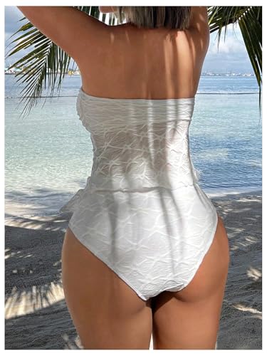 SHENHE Women's 2 Piece Strapless Tankini Swimsuits Split Tube Textured Bandeau Bathing Suits2