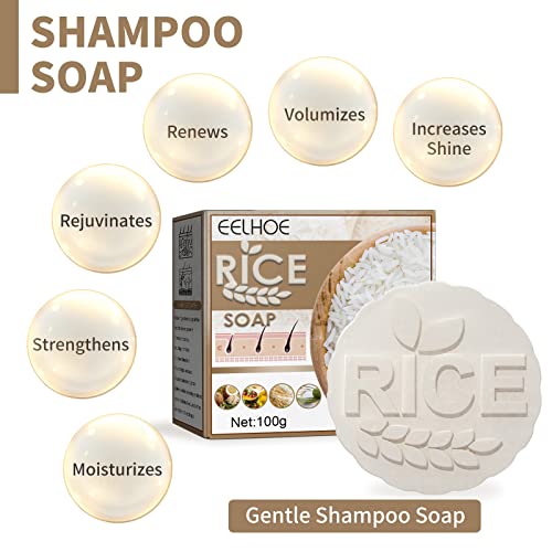 Yegbong Shampoo Bar, Anti Hair Loss Rice Shampoo Soap - Handmade From Natural - Rich Vitamin, Ph Balanced 100% Vegan, 2Pcs Natural Shampoo #TOP1