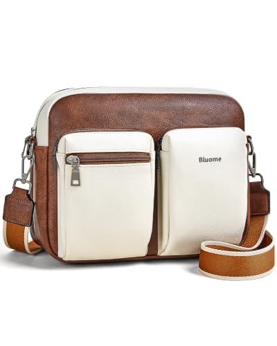 Image of Bluome Crossbody Purse for Women Multi Pocket Crossbody Bag with 3 Front Pockets Leather Shoulder Bag Everyday Travel Bag