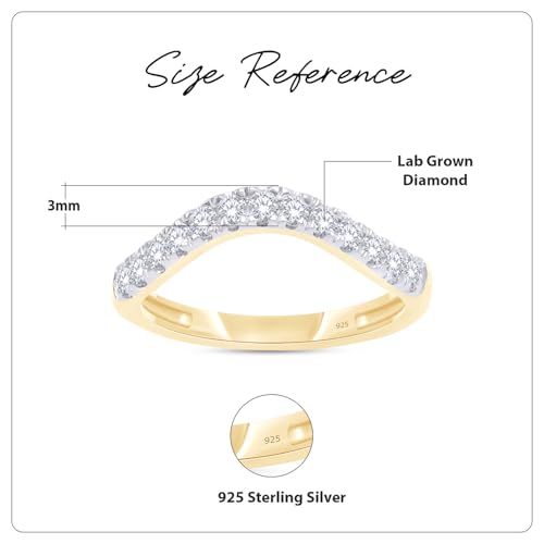 SAVEARTH DIAMONDS 0.33 CT 2MM Lab Created Moissanite & Lab Grown Diamond Half Eternity Curved Wedding Band Sterling Silver for Women with 2.5MM Width, Gift For Her3