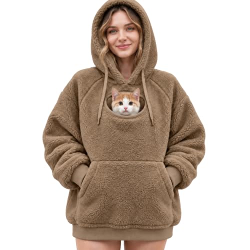 Cat Pouch Hoodies Women Hooded Oversized Fleece Plush Cute Hoodies - image 2