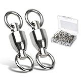 AMYSPORTS Ball Bearing Swivels Connector High Strength Stainless Steel Solid Welded Rings Barrel Swivels Saltwater Freshwater Fishing 50pcs 56lbs
