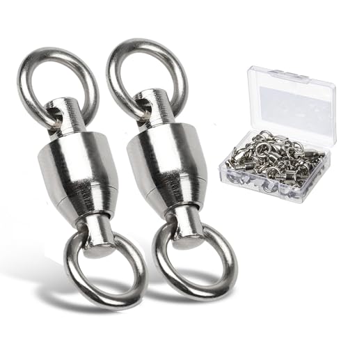AMYSPORTS Ball Bearing Swivels Connector High Strength Stainless Steel Solid Welded Rings Barrel Swivels Saltwater Freshwater Fishing 50pcs 111lbs