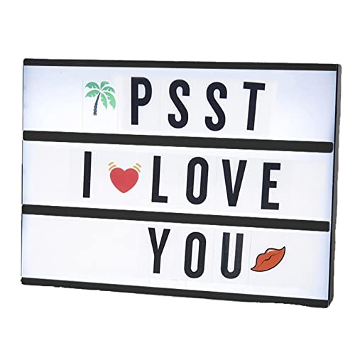 delr Tablero iluminado | Lightbox LED Home Decor con 96 letras y caracteres - Caja luminosa A4 para la decoración del restaurante del patio del pub del bar de la fiesta de la casa de boda