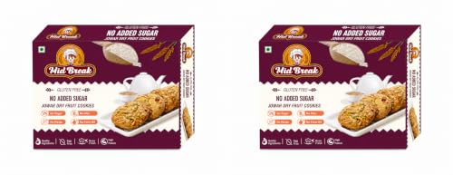 Image of Midbreak No Added Sugar Jowar Millet & Dry Fruit Cookies 200g (Pack of 2) |Gluten-Free Biscuits | High Fiber Diabetic-Friendly Healthy Snack