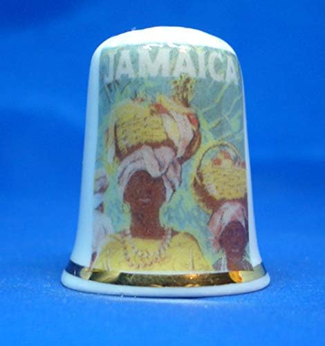 Porcelain China Collectable Thimble - Travel Poster Jamaica Box