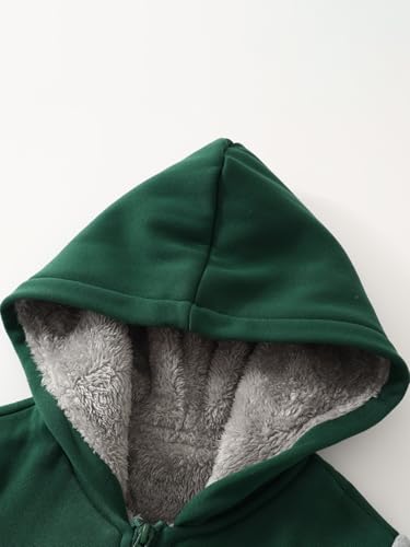 Image of Kids Zip-Up Hooded for Boys Sherpa Lined Jacket Winter Outdoor Sweatshirt Warm Coat 3-14 Years
