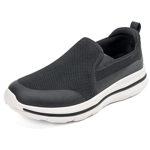 Sosenfer Zapatos de los Hombres se Deslizan en Zapatillas de Deporte sin Cordones Zapatos Casuales Mocasines Zapatos Deportivos Casual Transpirable Zapatos slip-on-Negro42