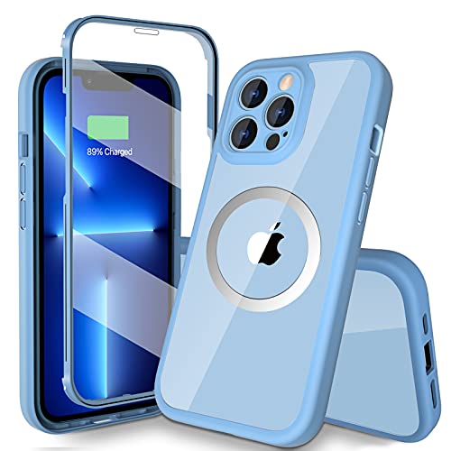 Neeliup für iPhone 13 Pro Max Hülle mit Panzerglas - 360 Grad Ganzkörper & Transparent HandyHülle für MagSafe Zubehör & Kameraschutz Case für iPhone 13 Pro Max Cover