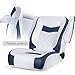SUNDGORA Premium Reclining Pontoon Low Back Captain's Chair Boat Bucket Seat with Removable Armrest,White/Navy Blue