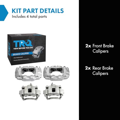 Image of TRQ Front and Rear Brake Caliper Set Caliper Brackets Hardware Compatible with 03-09 Lexus GX470 with Front Casting #13WH