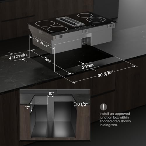 GASLAND 31.5 Inch Electric Cooktop with Downdraft Vent, 4 Burners 80cm Glass Radiant Stovetop 220V, 3-speed Max. 330 CFM Downdraft Exhaust by GASLAND - Image 7