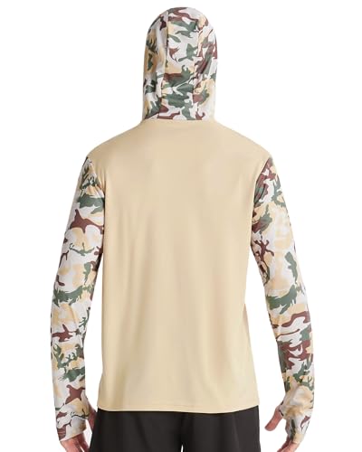 Image of FISHEAL Men's Performance Fishing Hoodie Shirt - UPF 50+ UV Sun Protection Long Sleeve Shirts with Mesh Face Mask
