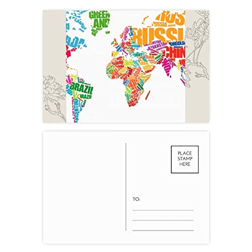 Carte postale fleur planisphère de multicolour par 20pcs pour message merci