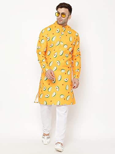 Image of hangup Men's Kurta Pyjama Set, Color Yellow, Size 38 (K127KurtaSet)