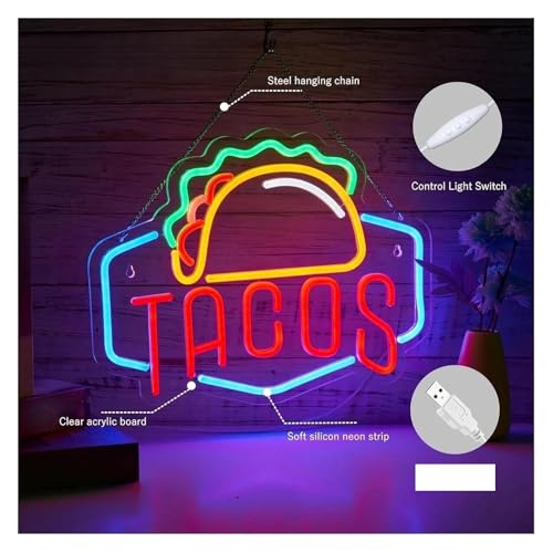 Luminosité Tacos lettre pour néons de décoration murale moderne - 2