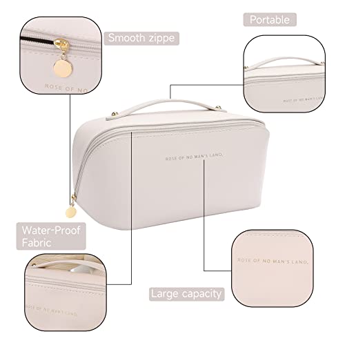 Travel Makeup Bag,Cosmetic Bag,Waterproof Portable bag for Women-Large Capacity,Milky White - Image 3