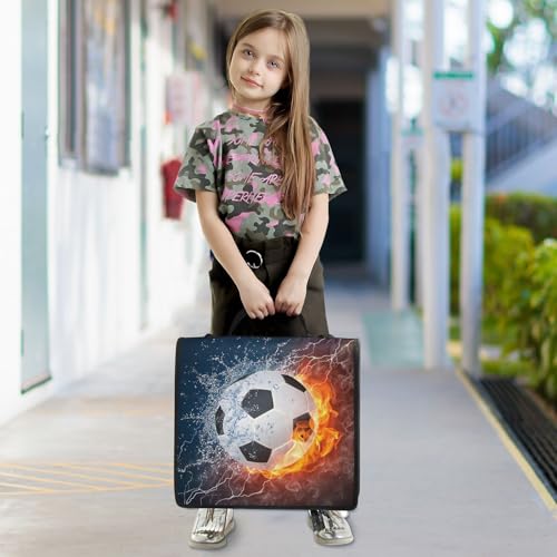 Image of Water Fire Soccer Zipper Binder Bag 3 Ring Binder with Shoulder Strap Zip Up 500 Sheets Capacity Multi Pockets for School Office Supplies
