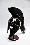 Medieval Roman Spartan Greek Corinthian Helmet LARP SCA Role-Play Armor Helmet Greek Corinthian Helmet with Black Plume & Black Finish