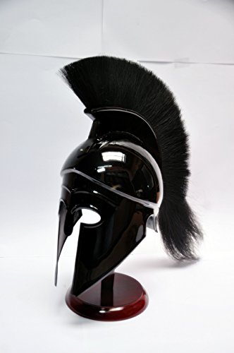 Medieval Roman Spartan Greek Corinthian Helmet LARP SCA Role-Play Armor Helmet Greek Corinthian Helmet with Black Plume & Black Finish