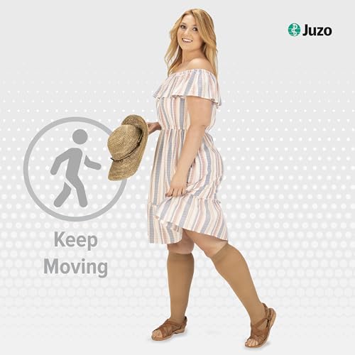 Image of Juzo Dynamic Varin 3513 Knee-High, 20-30 mmHg Open Toe Compression Stocking with Silicone Top Band - Men & Women, Regular
