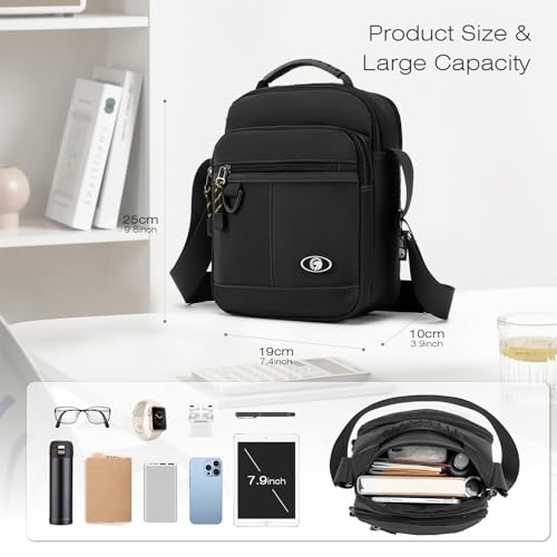 SPAHER Męska Torba na Ramię Lekka Biznesowa Męska Torba do Wieszania Wodoodporna Torba na Nadgarstek Typu Crossbody Torba na Ramię Męski do IPada na Zewnątrz Codziennego Szary