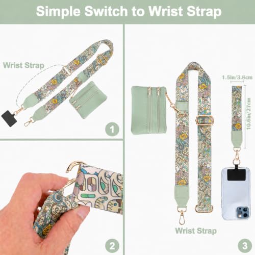 Image of XANGNIER Clip and Go Strap for Phone with Wallet Crossbody, Phone Strap with Zippered Wallet, Adjustable Anti Theft Cellphone Lanyard for Women, Cellphone Chain Accessories,Multicolor 35