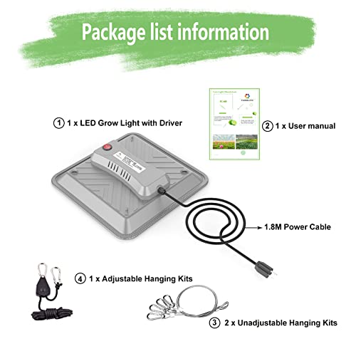 Farmlite Grow Light Led Grow Lights For Indoor Plants Full Spectrum Growing Light Plant Hanging Growing Lamps Seedling For Tents With Samsung Diodes (Silver) #TOP4
