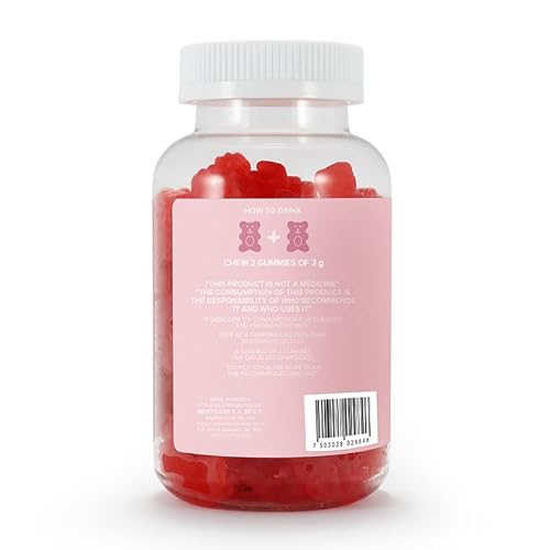 Wonu Bears Collagen Gummies, Vitamin C, Biotin, Q10, Raspberry Flavor Presentation Pot Of 12 Fl Oz, 120 Gummies (60 Servings) (Raspberry) #TOP4