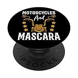 Motorcycles And Mascara. Motociclista Ir En Moto Mujer Motera Mascara Motocicleta PopSockets PopGrip Intercambiable