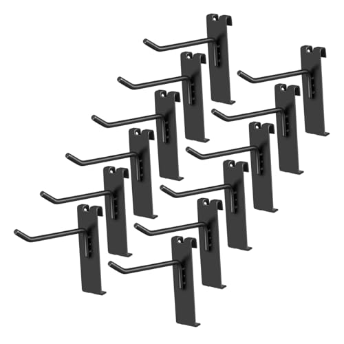 Cabilock 12Pcs Heavy Duty Grid Wall Hooks Sturdy Metal Organizer for Display Panels Easy Installation Utility Hangers with Safety Features for Retail Wire Shelving