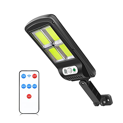 Farola solar al aire libre, luces de seguridad de 3 modos con sensor de movimiento, luz de pared impermeable Luces solares para jardín, valla, puerta, patio (blanco, 4COB) Cover