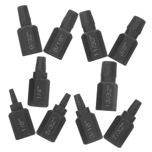 Mipcase Screw Extractor Kit Bolt Remover Stripped Screw Removal Tool Hexagonal Handle Chrome-vanadium Steel 1/8-13/32 Inch 10pc Set