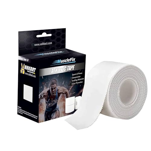 Image of Athletic Tape for Ankle, Wrist & Joint Protection, Easy-tear Breathable Soft Cotton Best Adhesive Medical Tape for Athletes & Trainers (White, 3.8 cm * 13.7 m)